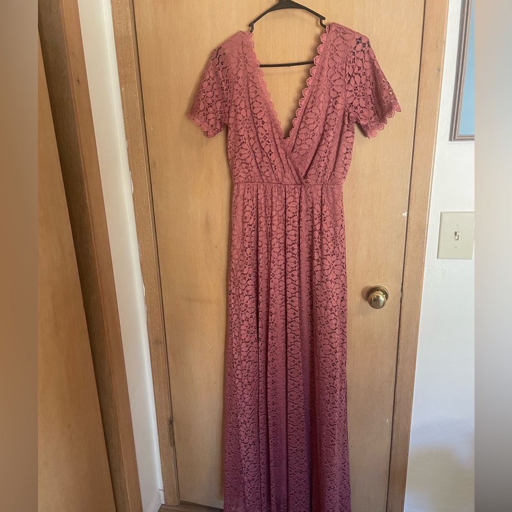 Baltic Born Pink Ruched Tiered Maxi Dress